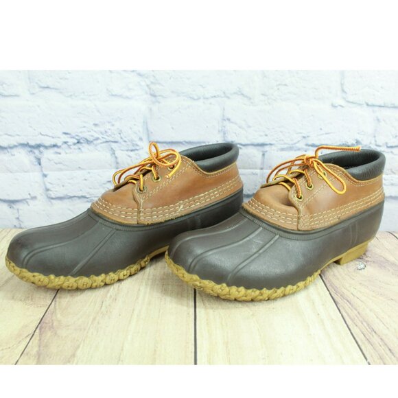 LL Bean Brown Leather Padded Collar Unlined Gumshoe Duck Boots Size 8 M - Picture 2 of 9
